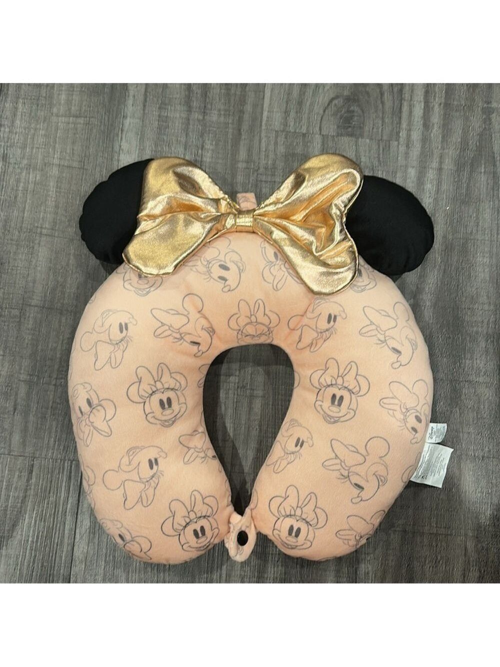 Disney Minnie Mouse Comfy Neck Travel Pillow with Ears & Gold Bow